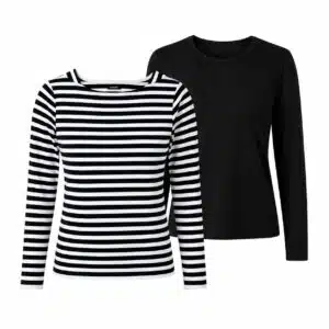تیشرت آستین بلند نخی زنانه اسمارا آلمانی بسته 2عددی(ملوانی/مشکی) 479646 ESMARA