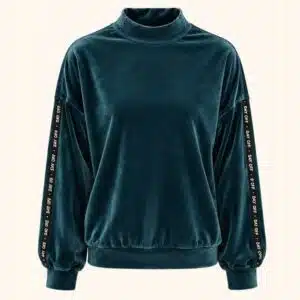 بلوز مخمل زنانه شیک برند هانکمولر هلند رنگ سبز پترولی 543211 Hunkemöller