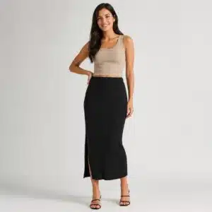دامن راسته بلند مشکی طرح MAMA برند اچ اند ام تحت لیسانس سوئد 3696 H&M